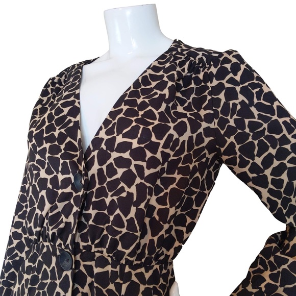 Zara Brown and Tan Animal Print A -Line Mini Dress - Picture 3 of 11